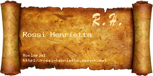 Rossi Henrietta névjegykártya